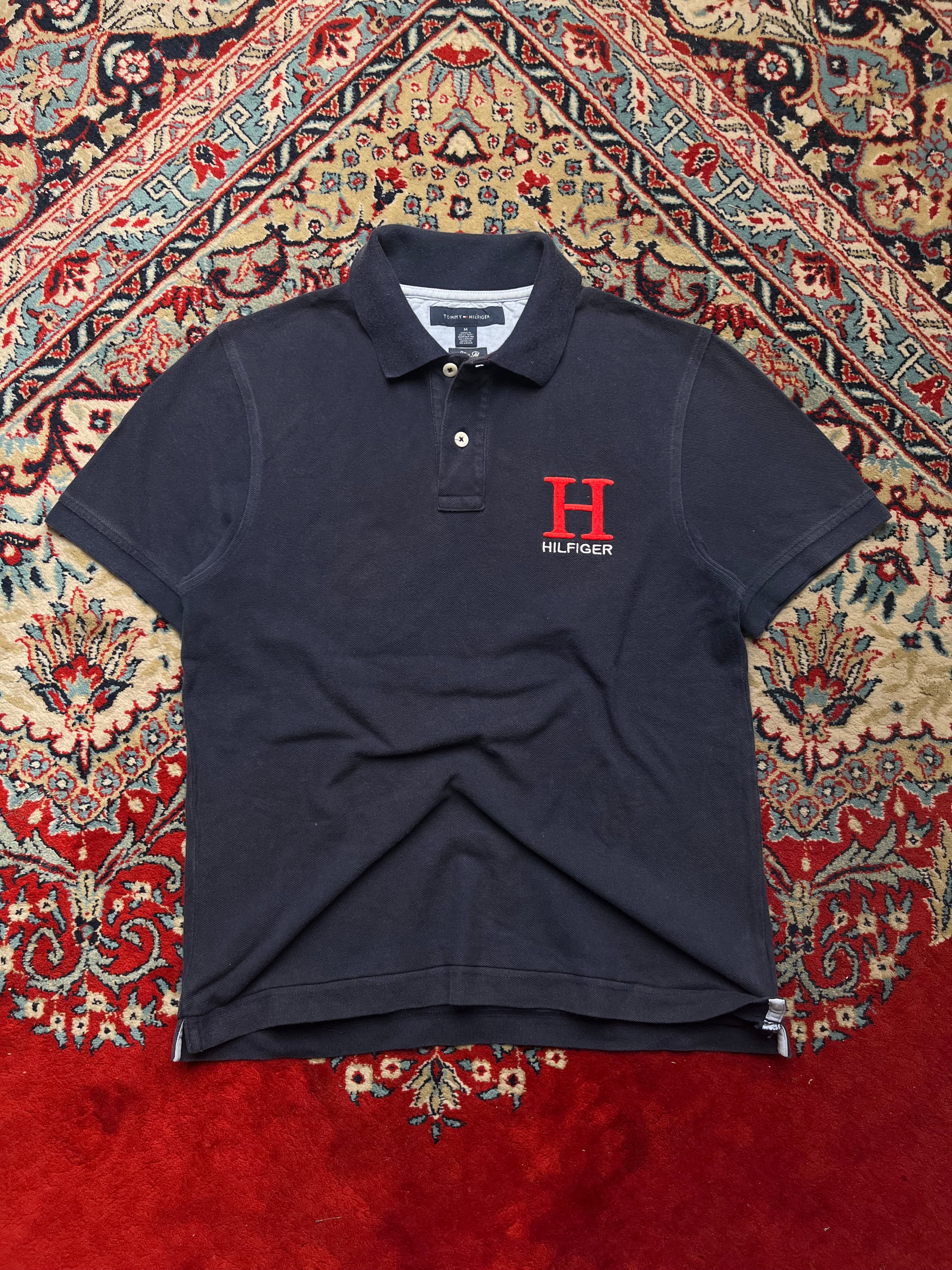 TOMMY HILFIGER SLIM FIT NAVY BLUE POLO TEE - M