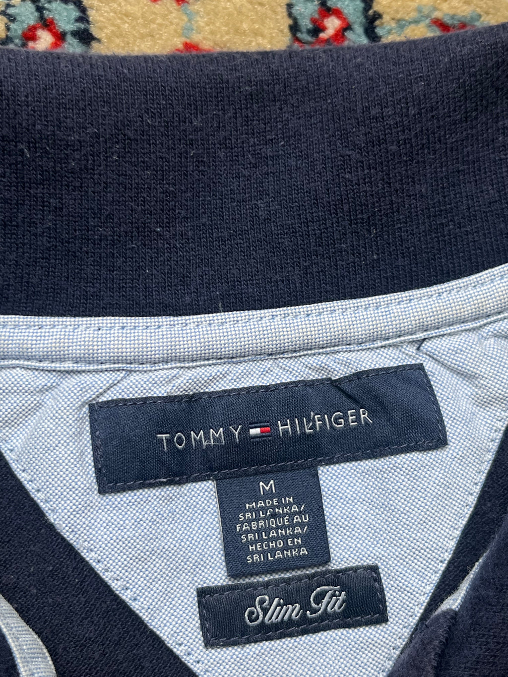 TOMMY HILFIGER SLIM FIT NAVY BLUE POLO TEE - M