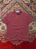 VINTAGE TOMMY HILFIGER TWO PLY COTTON BURGUNDY POLO TEE - L