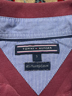 VINTAGE TOMMY HILFIGER TWO PLY COTTON BURGUNDY POLO TEE - L