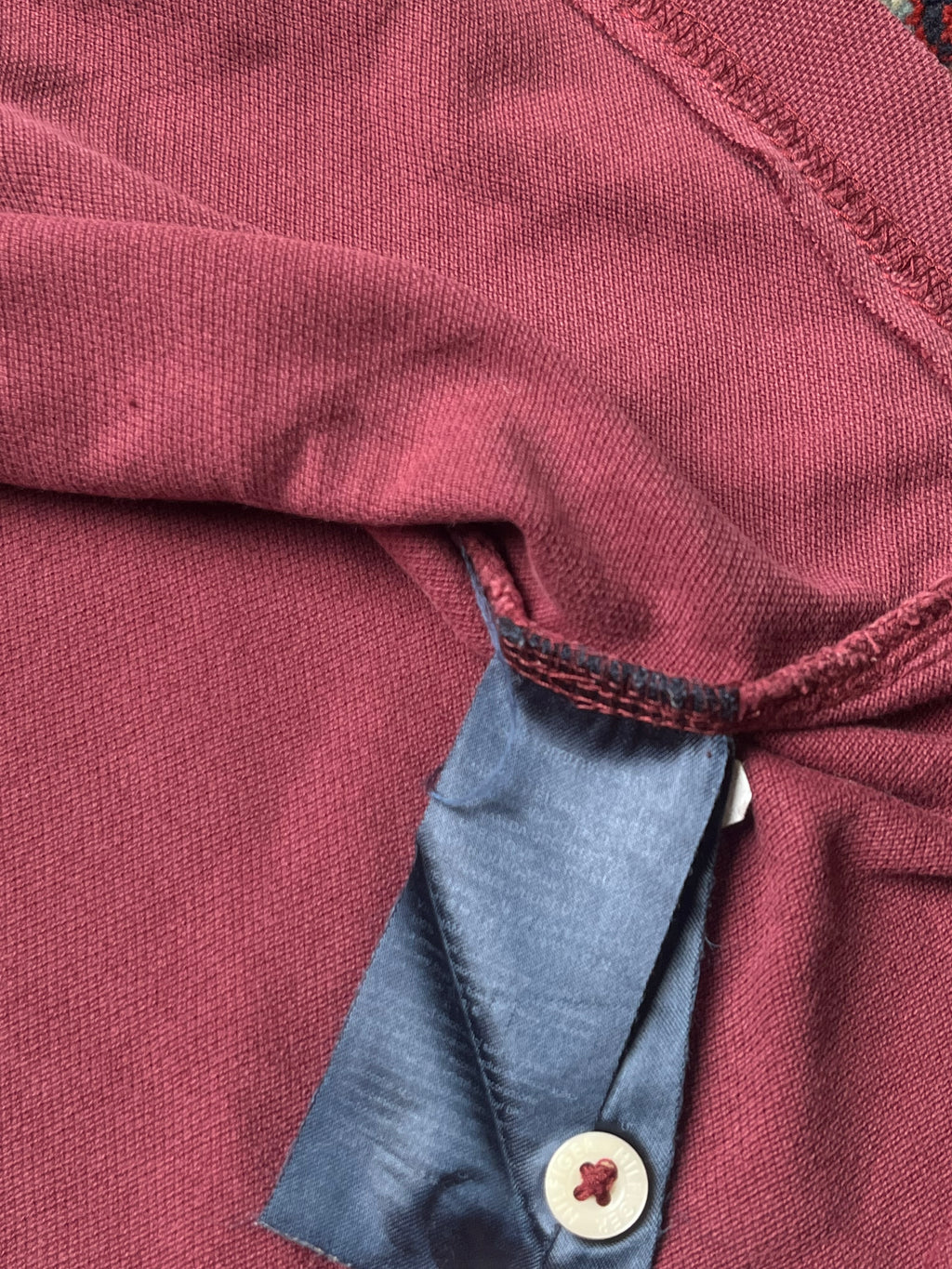VINTAGE TOMMY HILFIGER TWO PLY COTTON BURGUNDY POLO TEE - L