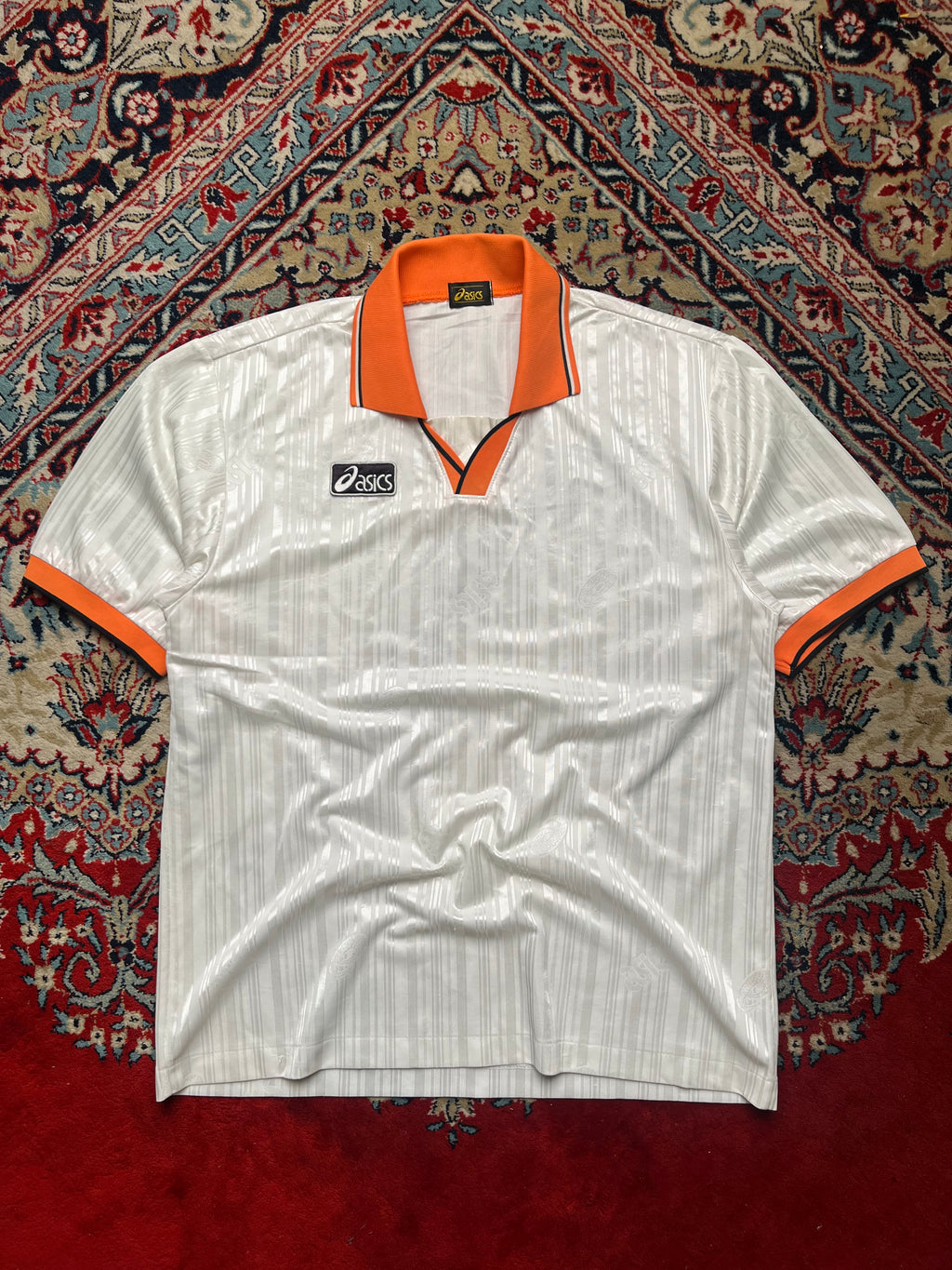 Vintage ASICS WHITE RELAXED FIT POLO TEE - L