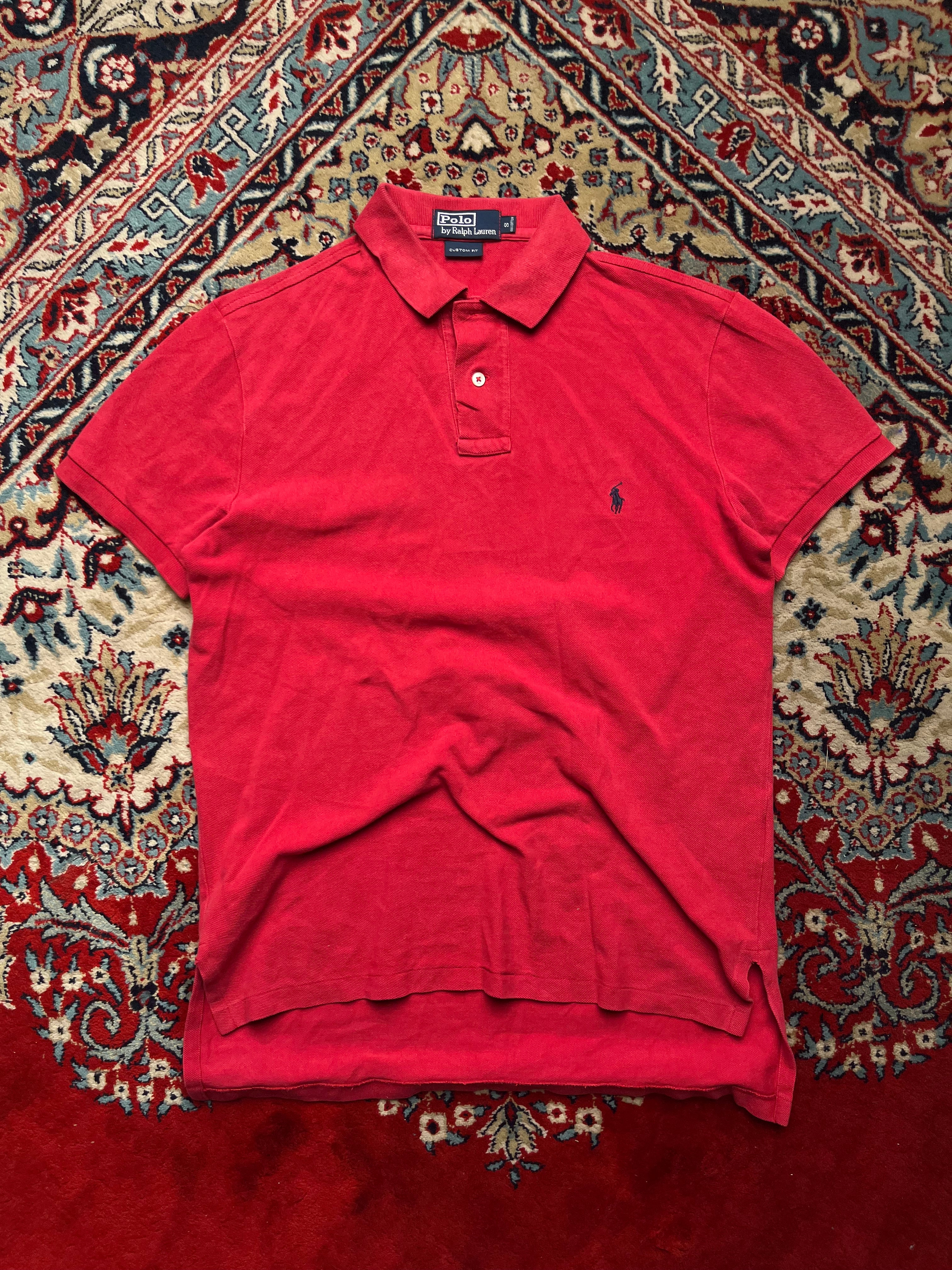 POLO RALPH LAUREN CUSTOM FIT RED POLO TEE - L