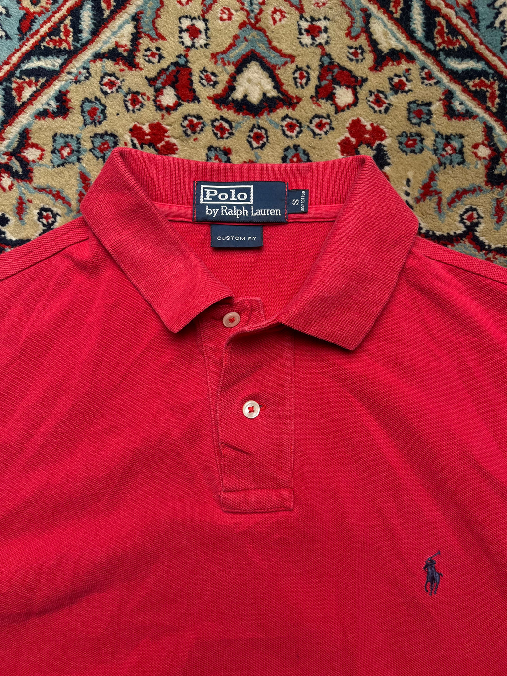 POLO RALPH LAUREN CUSTOM FIT RED POLO TEE - L