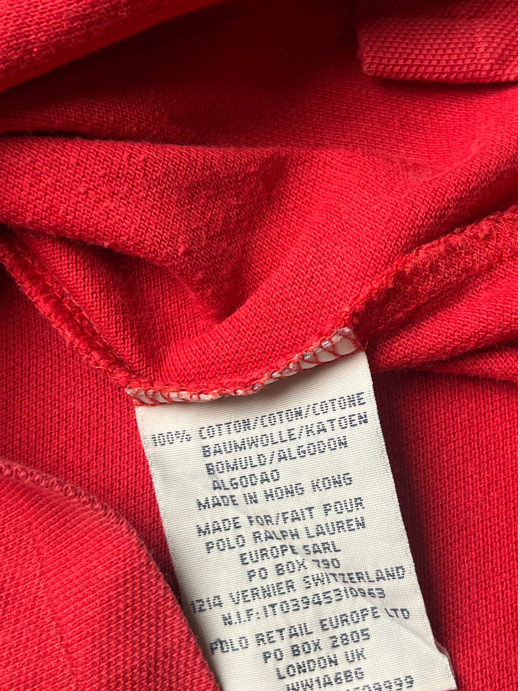 POLO RALPH LAUREN CUSTOM FIT RED POLO TEE - L