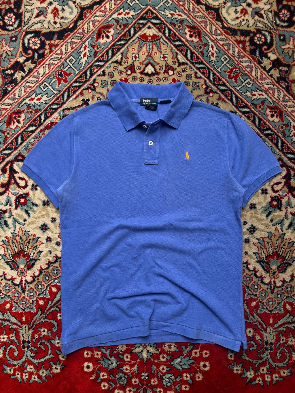 POLO RALPH LAUREN CUSTOM FIT BLUE POLO TEE - S