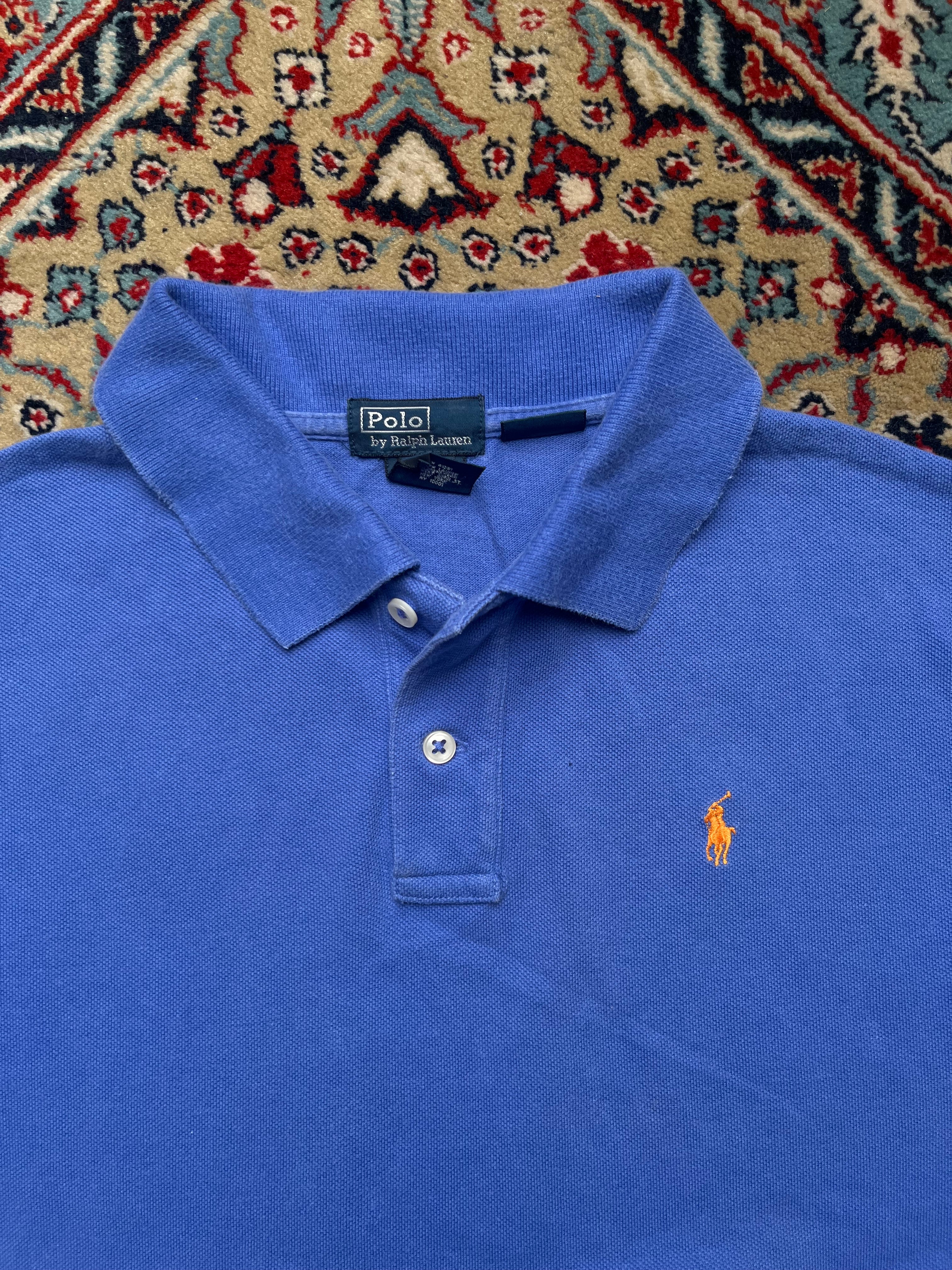 POLO RALPH LAUREN CUSTOM FIT BLUE POLO TEE - S