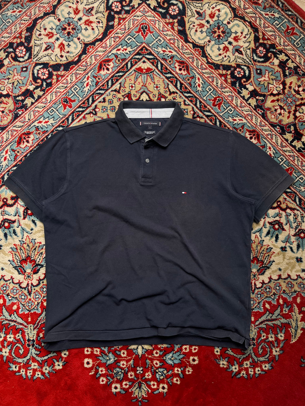 TOMMY HILFIGER Boxy FIT BLACK POLO TEE - XL