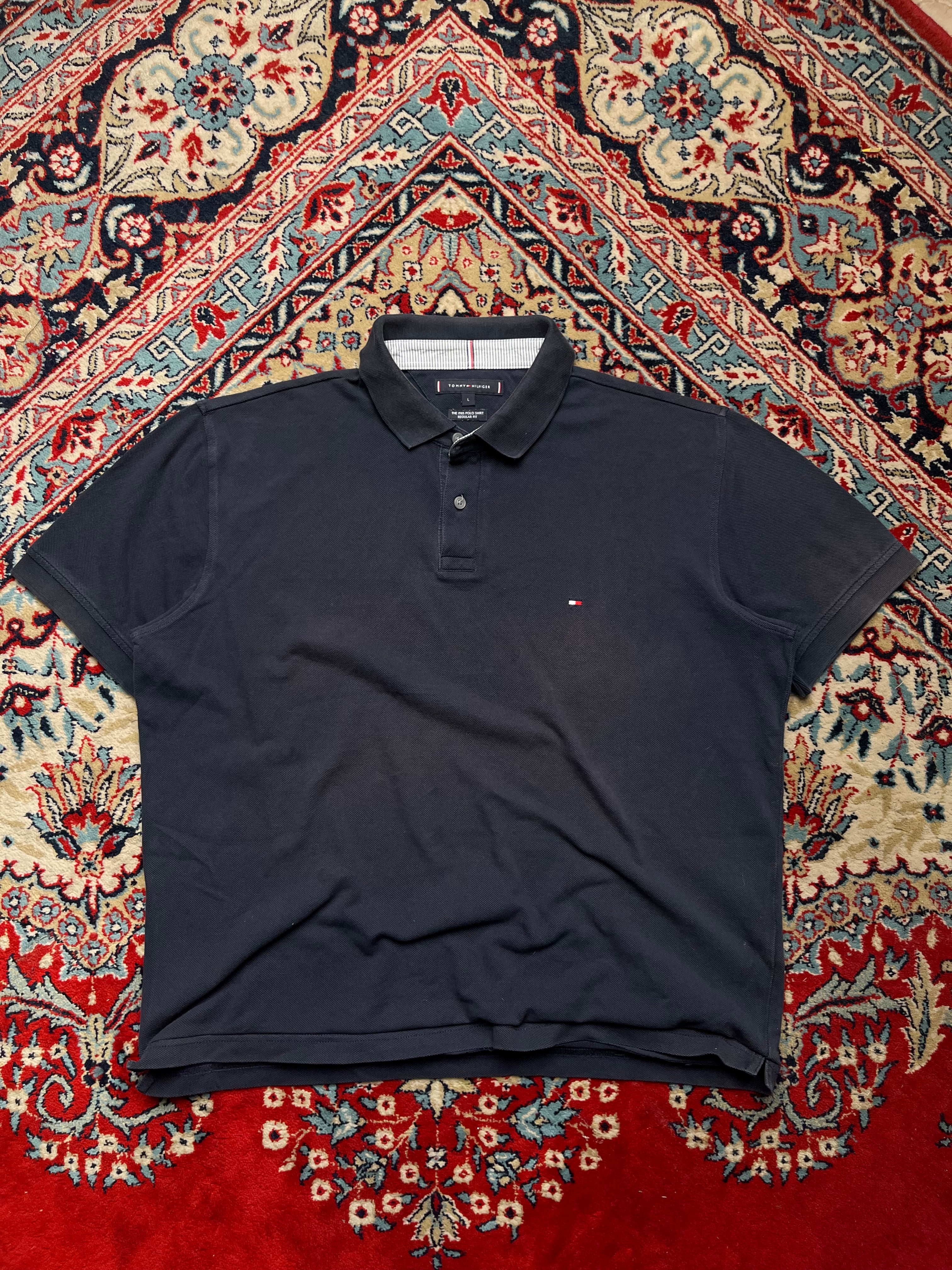 TOMMY HILFIGER Boxy FIT BLACK POLO TEE - XL