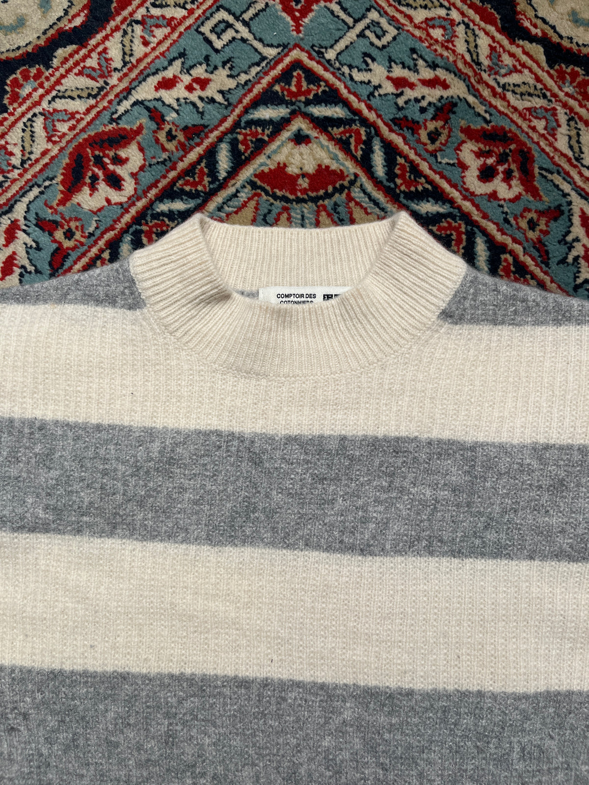 Uniqlo x Comptoir Des Cotonniers Striped Wool Mock Neck Knit Sweater - M