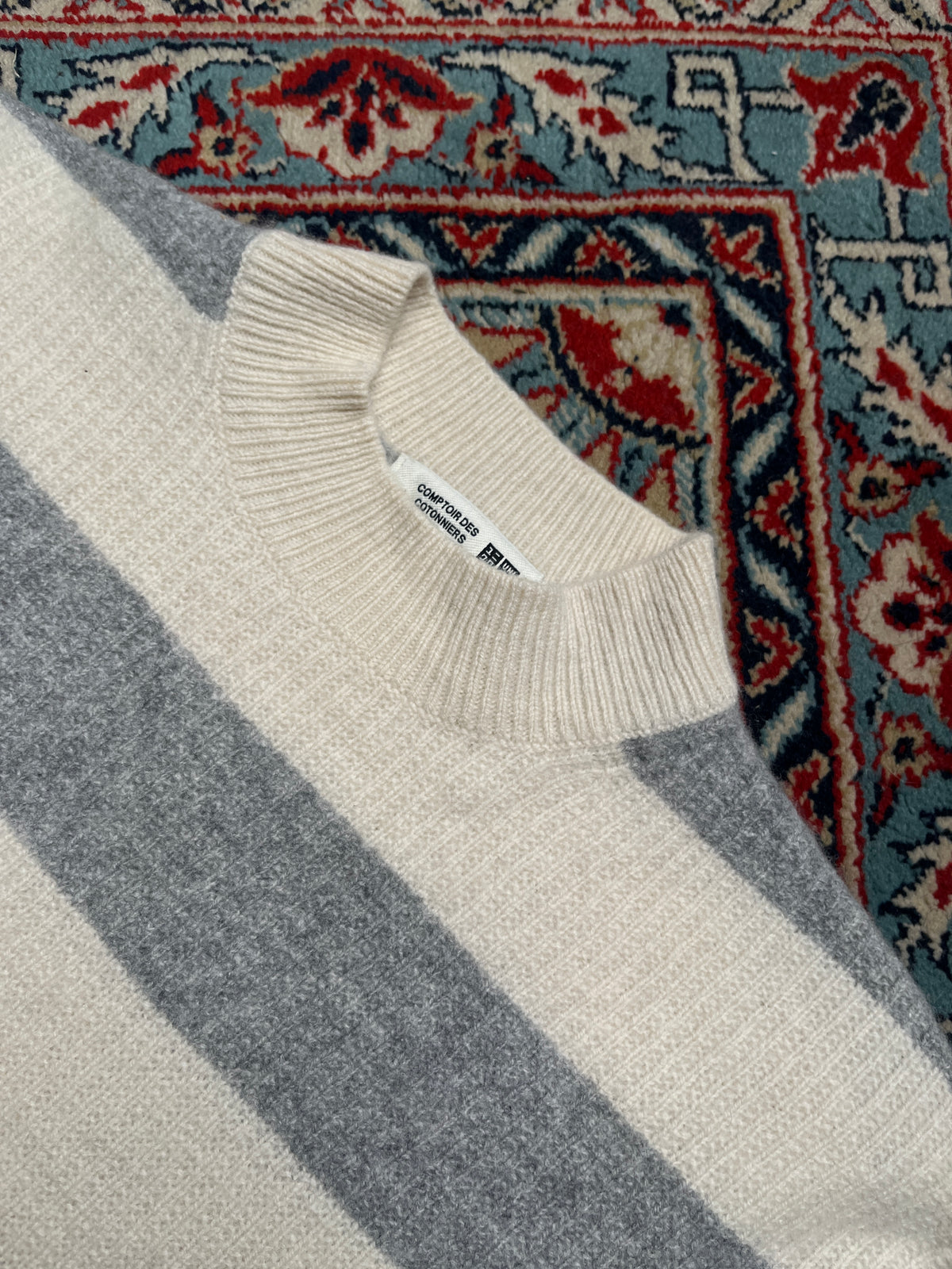 Uniqlo x Comptoir Des Cotonniers Striped Wool Mock Neck Knit Sweater - M