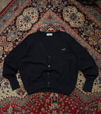 Vintage Crocodile Original Embroidered Logo Black V-Neck Cardigan - M