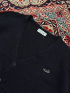 Vintage Crocodile Original Embroidered Logo Black V-Neck Cardigan - M