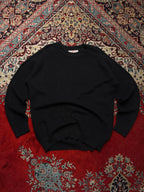 8 Seconds Korean Black Cotton Chunky Ribbed Knit Crewneck Sweater - XL