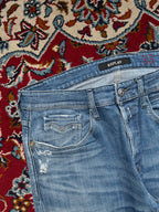 Replay Newbill Straight Fit Medium Washed Distressed JEANS - 34