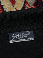 Vintage Crocodile Vertical Striped Embroidered Logo Polo Knit Sweater - L
