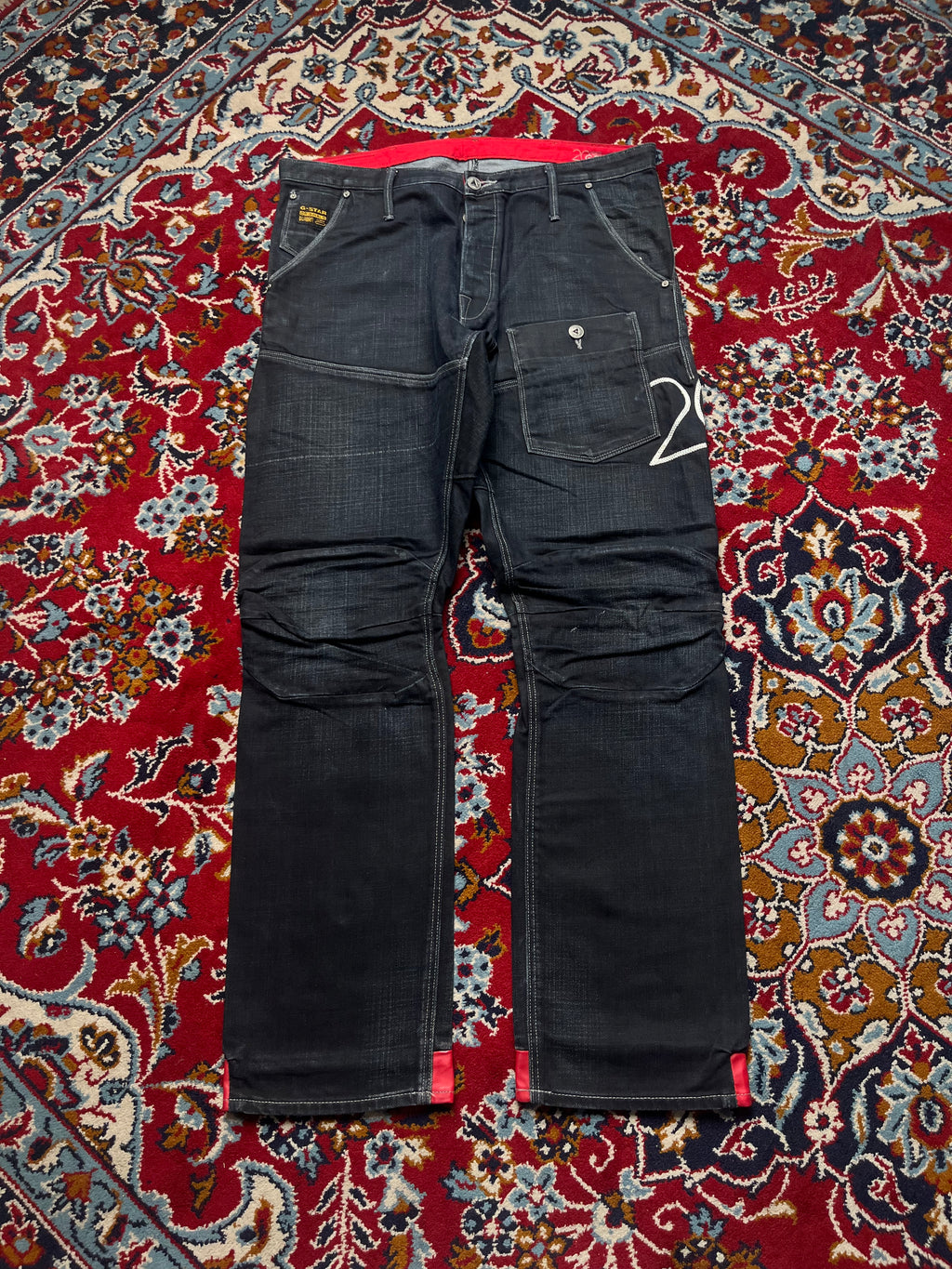 G-Star Raw Cinch Back Red Cuff Biker JEANS - 34