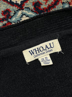 WHO.A.U Californian Dream Black Steve Bear Embroidered Knit Cardigan - M