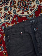 Armani Jeans Herringbone Linen Blend Straight Fit Black JEANS - 36
