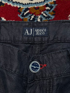 Armani Jeans Herringbone Linen Blend Straight Fit Black JEANS - 36