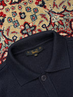 Slazenger Navy Blue Red Striped Button Polo Collar Knit Sweater - M