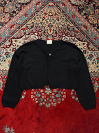 isnee Womens Black Single Button Cropped Knit Cardigan - M