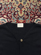 isnee Womens Black Single Button Cropped Knit Cardigan - M