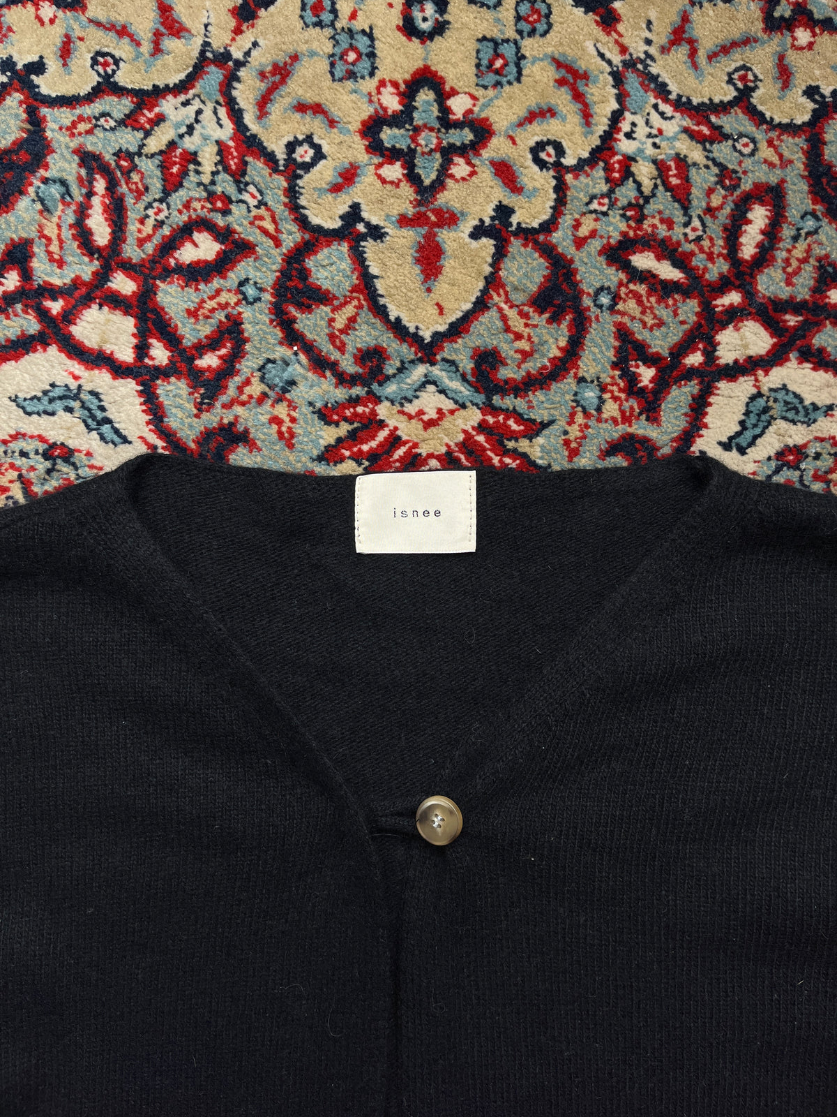 isnee Womens Black Single Button Cropped Knit Cardigan - M