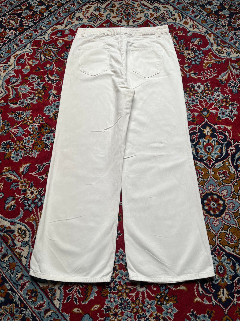 DeFacto High Waist Baggy Fit Solid White JEANS - 34
