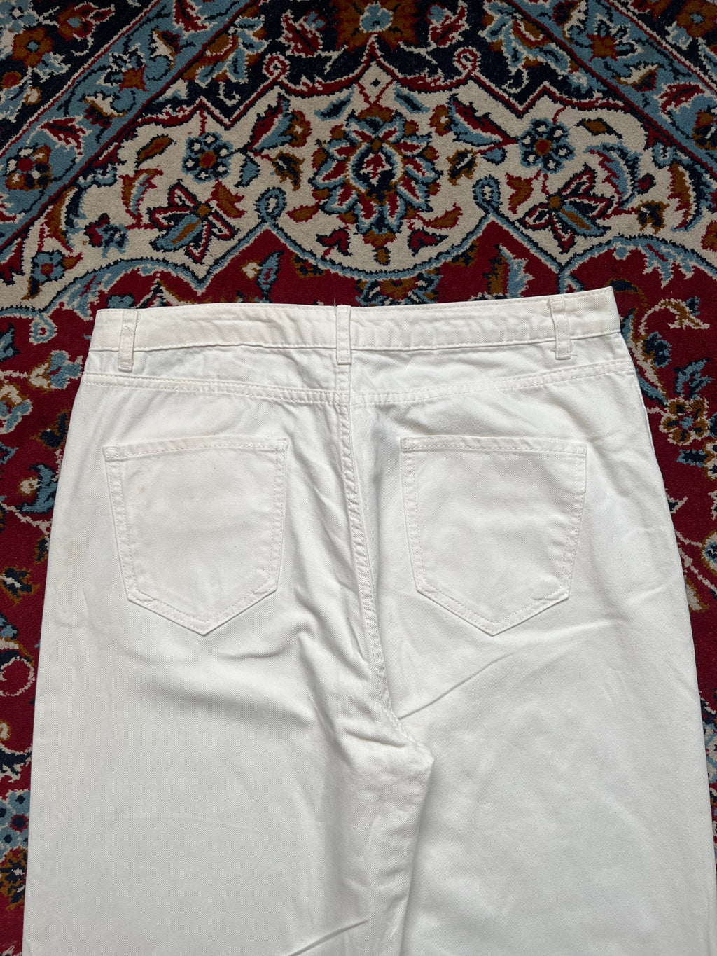 DeFacto High Waist Baggy Fit Solid White JEANS - 34