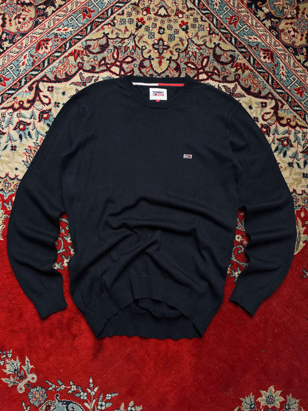Tommy Jeans Navy Blue Cotton Crewneck Sweater - M