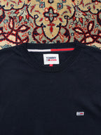 Tommy Jeans Navy Blue Cotton Crewneck Sweater - M