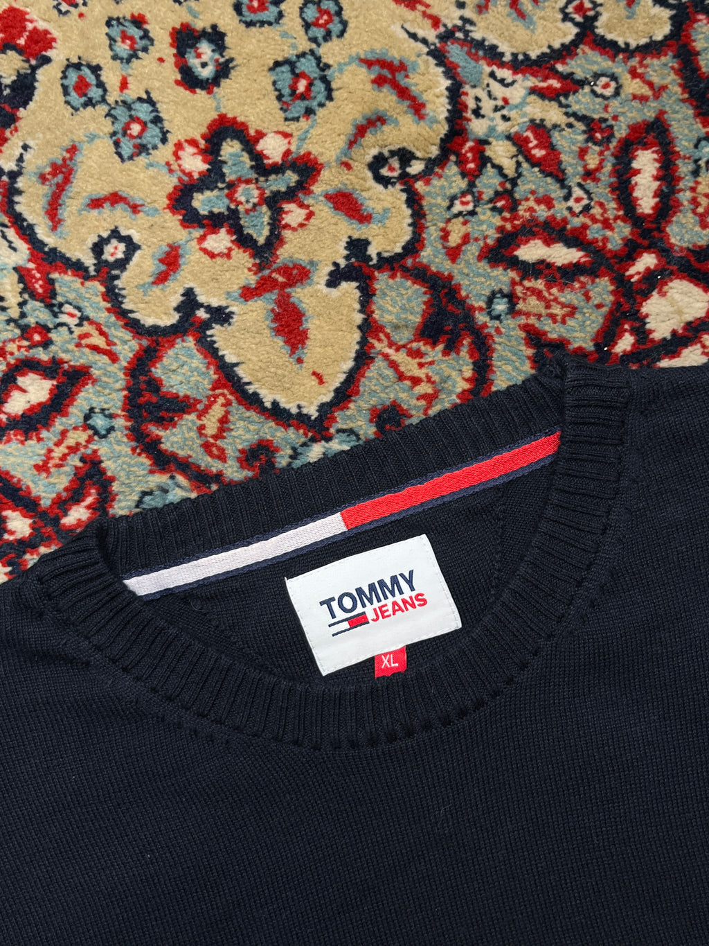 Tommy Jeans Navy Blue Cotton Crewneck Sweater - M