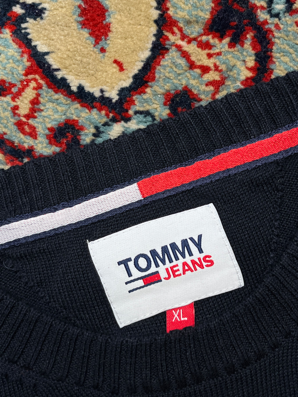 Tommy Jeans Navy Blue Cotton Crewneck Sweater - M
