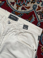 Vintage Versace Jeans Couture Medusa Button Ittierre White Denim JEANS - 30