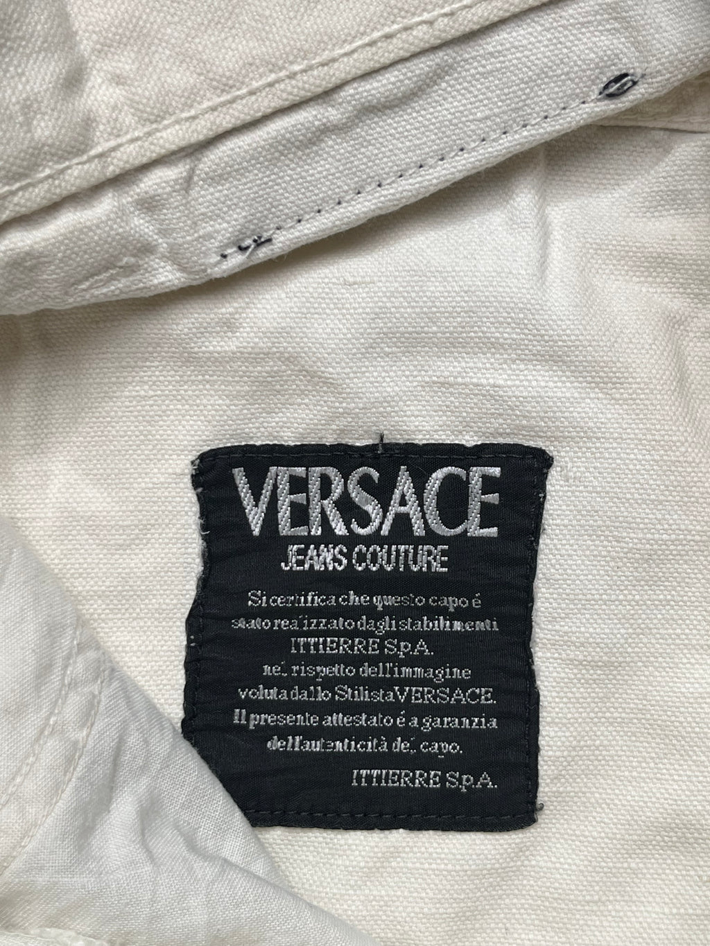 Vintage Versace Jeans Couture Medusa Button Ittierre White Denim JEANS - 30
