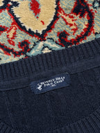 Beverly Hills Polo Club Navy Blue Cable Knit Crewneck Sweater - L