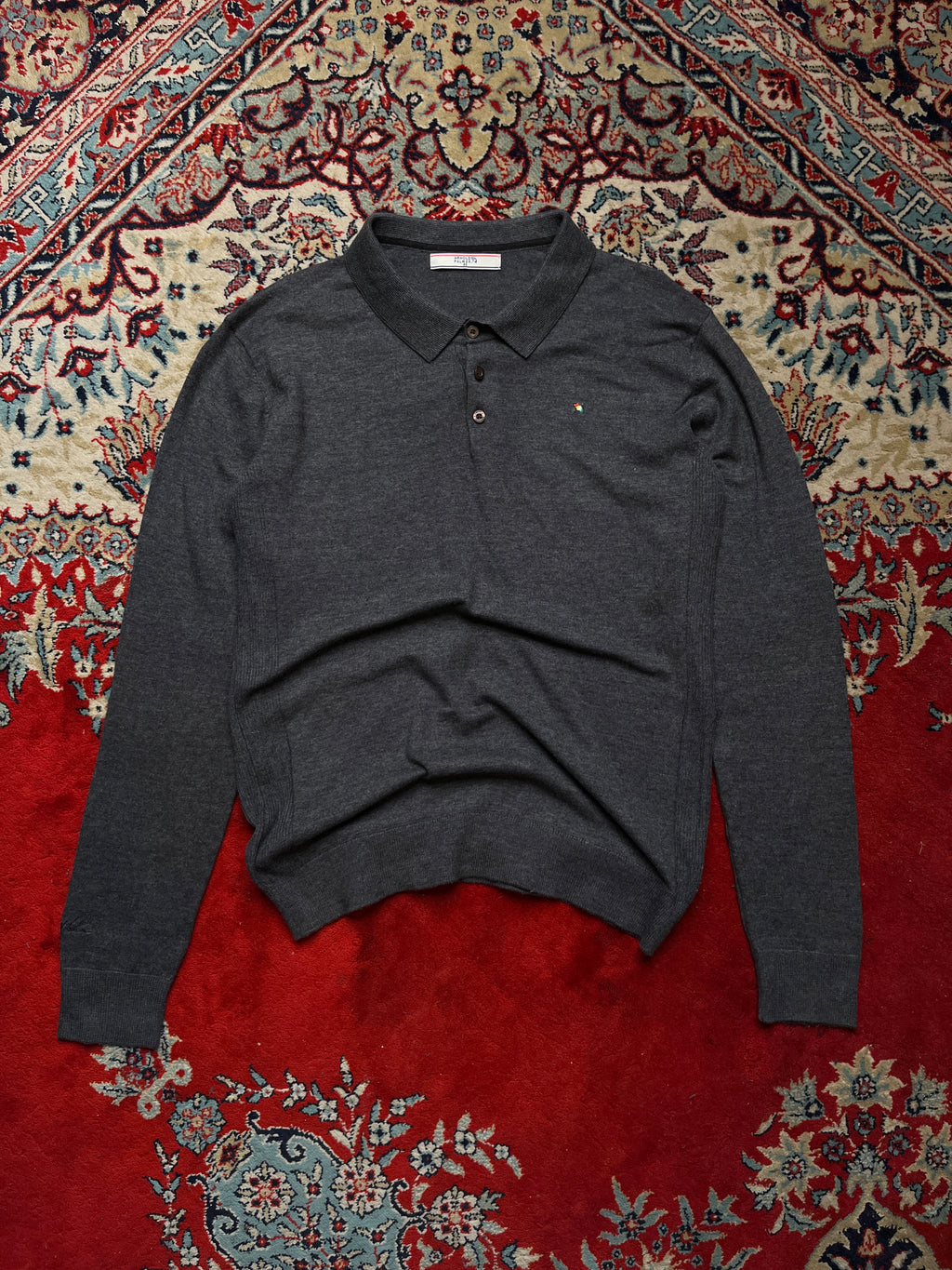 Arnold Palmer Charcoal Grey Acrylic Cotton Blend Knit Polo Shirt - M