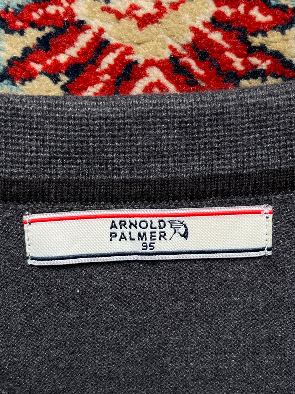 Arnold Palmer Charcoal Grey Acrylic Cotton Blend Knit Polo Shirt - M