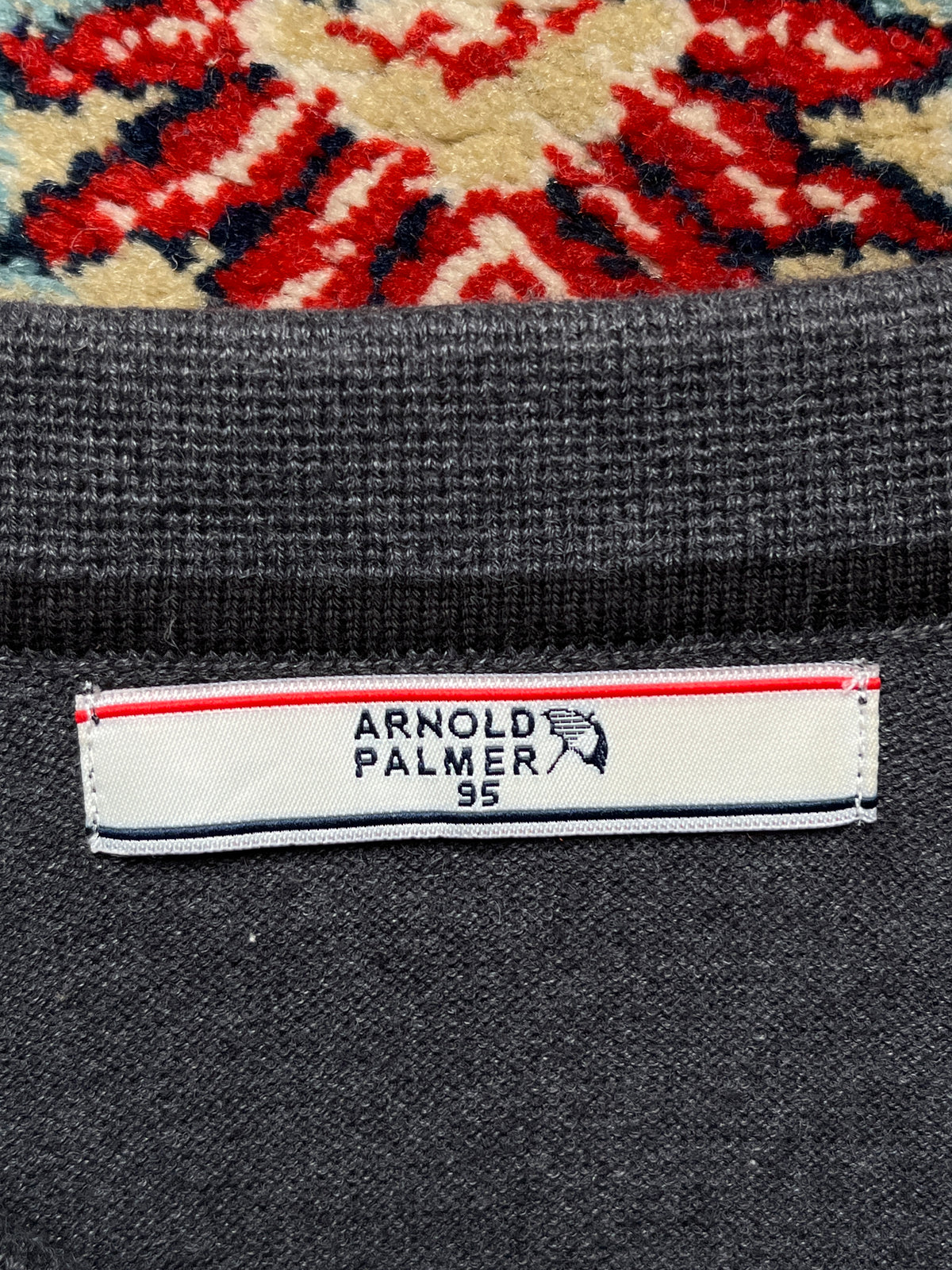 Arnold Palmer Charcoal Grey Acrylic Cotton Blend Knit Polo Shirt - M