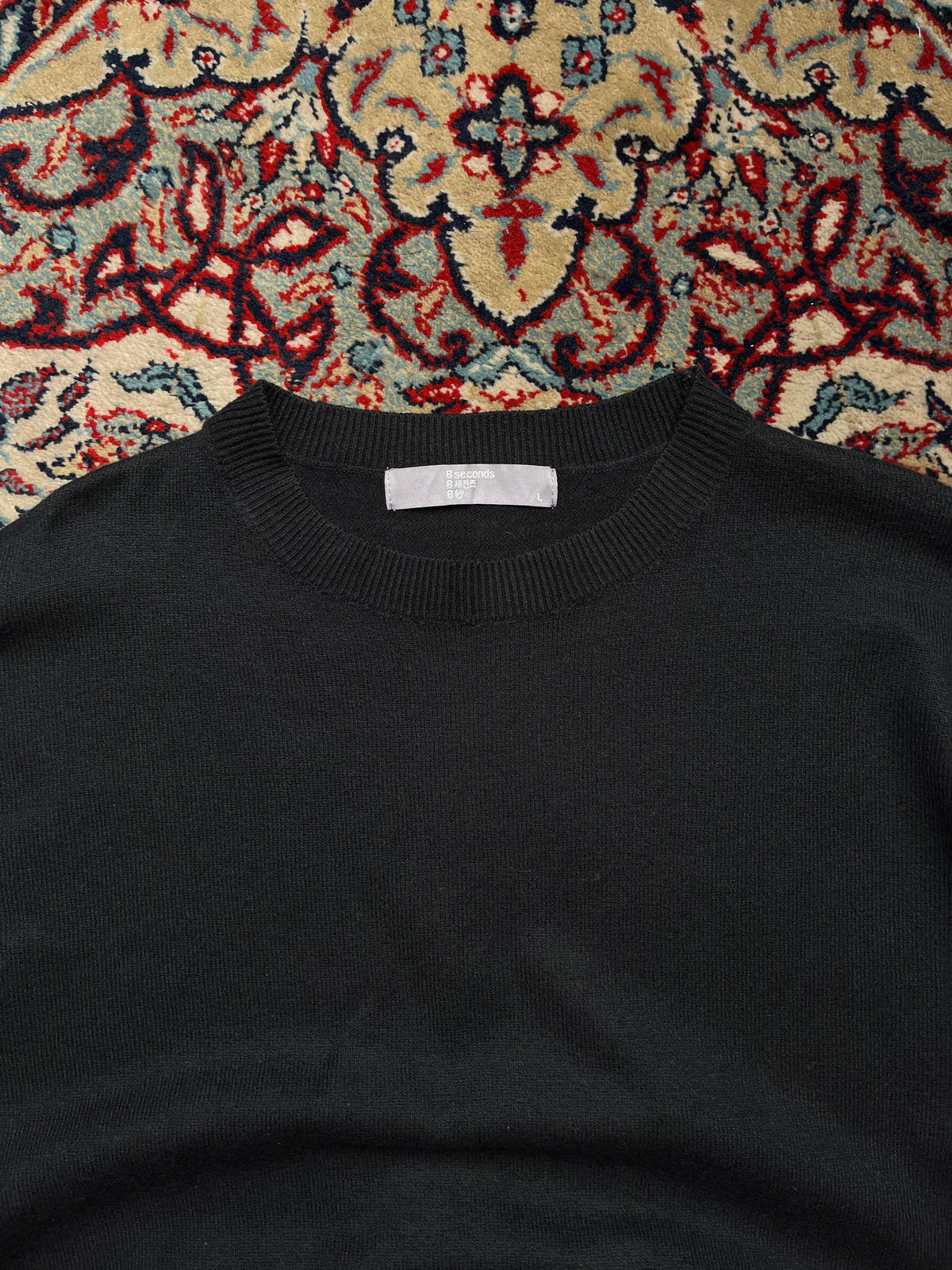 8 Seconds Black Acrylic Cotton Blend Crewneck Sweater - M