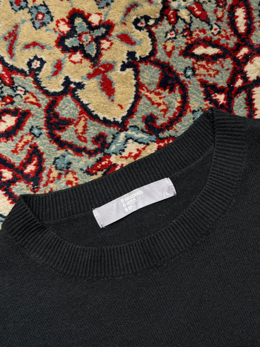 8 Seconds Black Acrylic Cotton Blend Crewneck Sweater - M