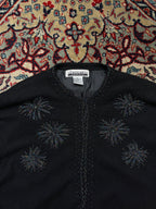 Vintage Contempo Casuals Black Beaded Lambswool Angora Blend Cropped Cardigan - M