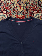Tommy Hilfiger Navy Blue V-Neck Knit Cardigan - M