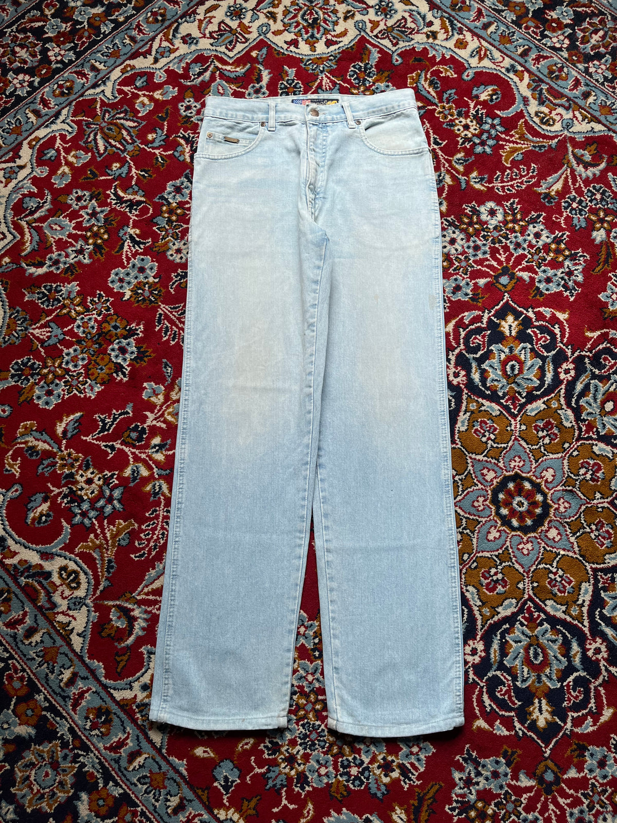 Vintage Wrangler Model 2000 High Rise Straight Fit Heavyweight Light Washed JEANS - 30