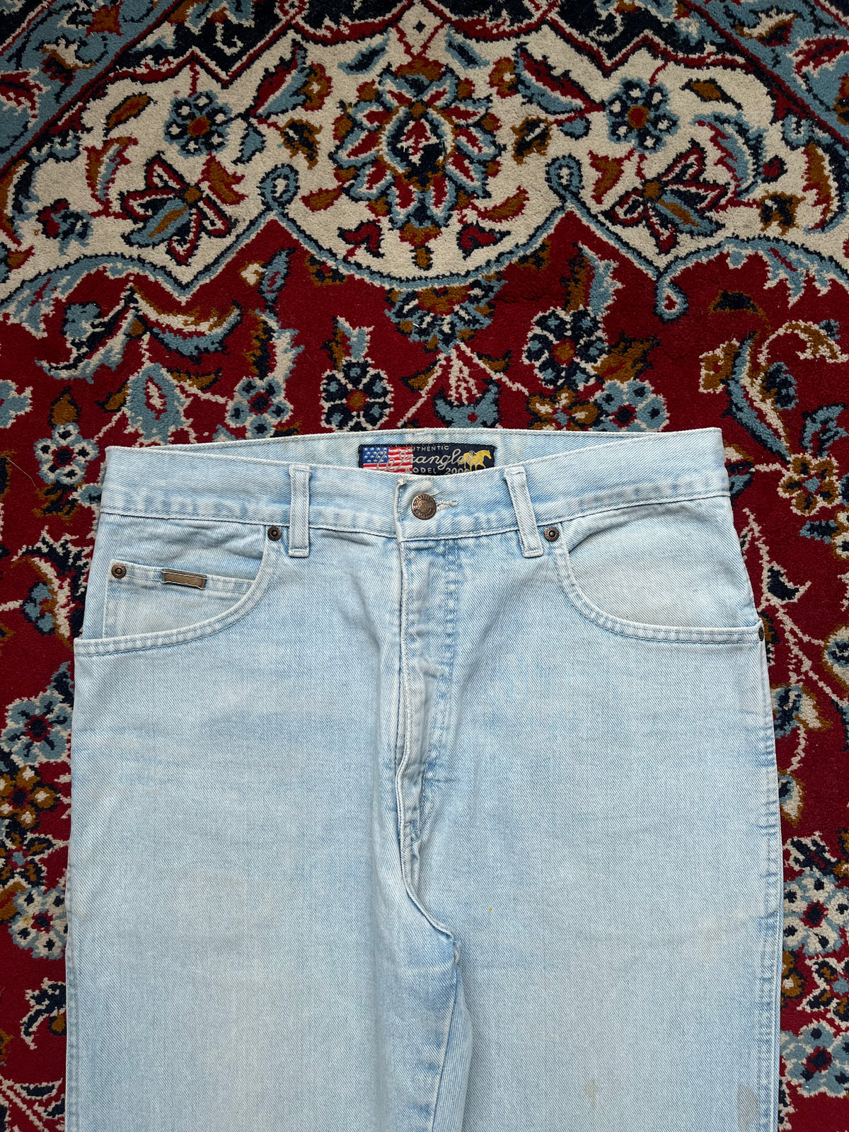 Vintage Wrangler Model 2000 High Rise Straight Fit Heavyweight Light Washed JEANS - 30