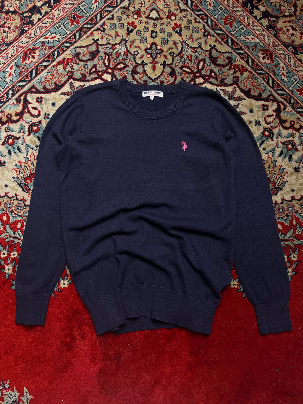 U.S. Polo Assn. Navy Blue Cotton Crewneck Sweater - M