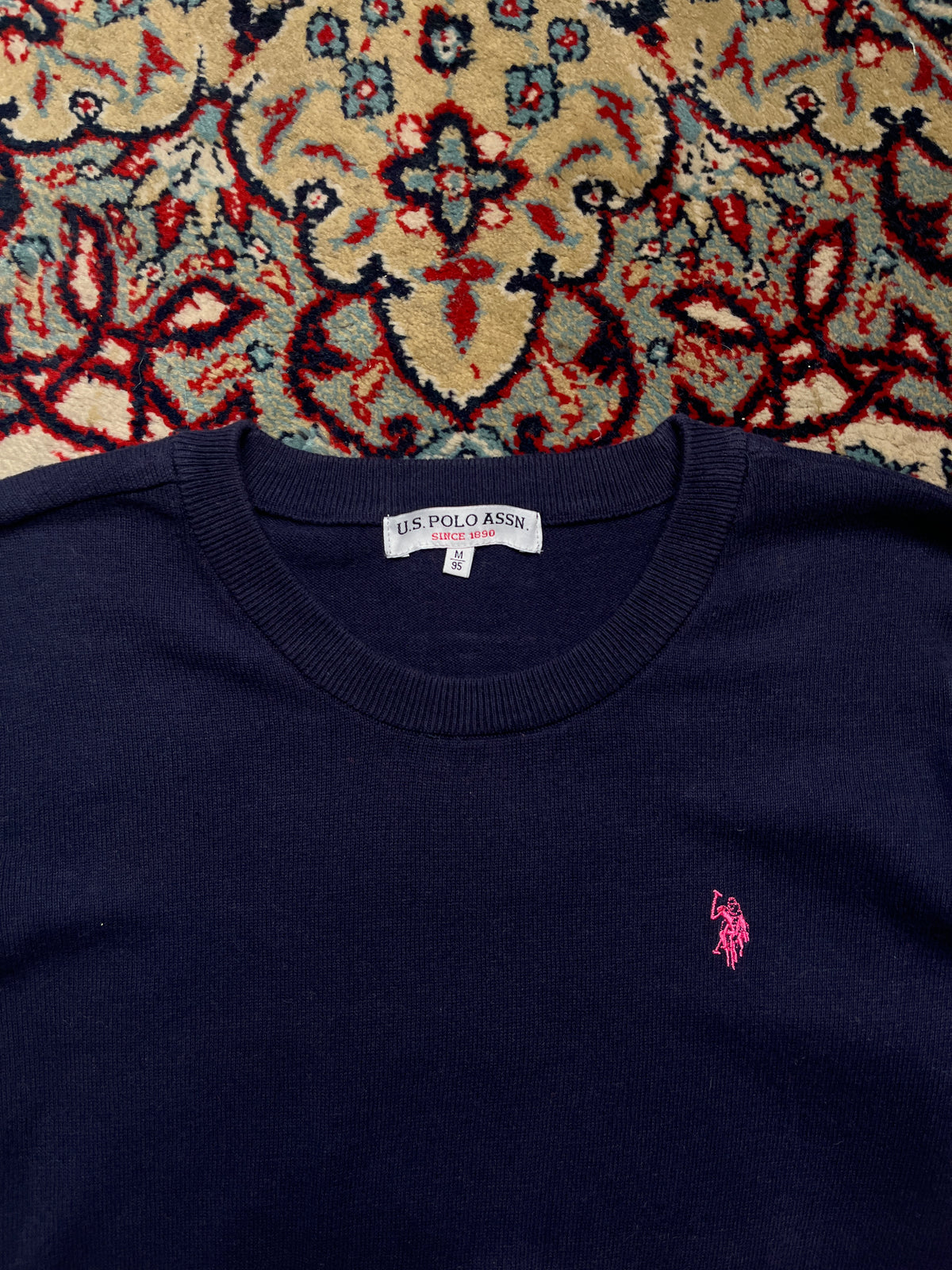 U.S. Polo Assn. Navy Blue Cotton Crewneck Sweater - M