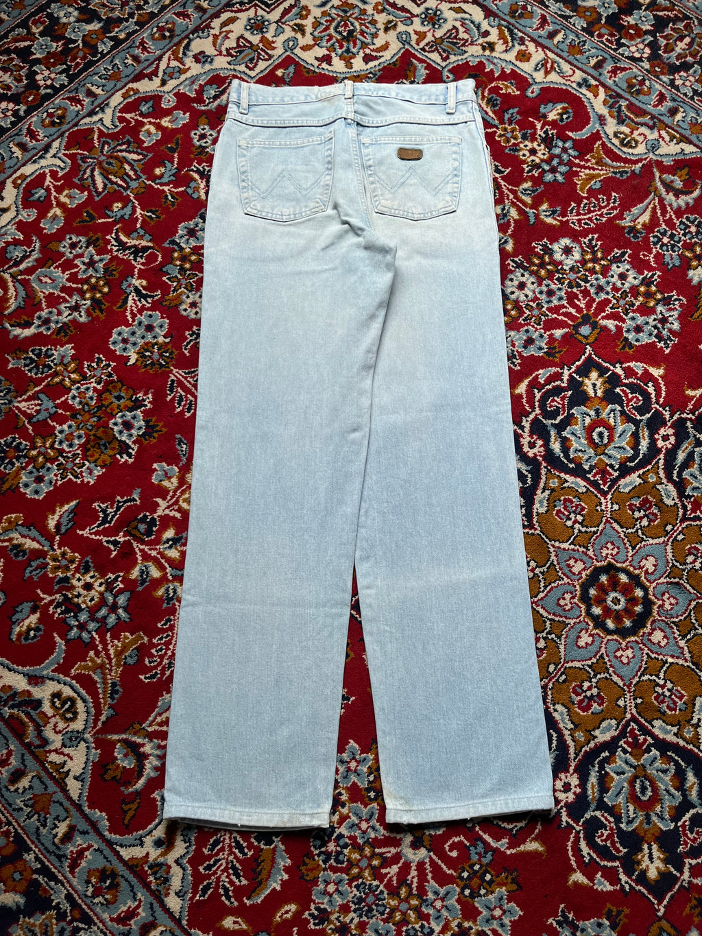 Vintage Wrangler Model 2000 High Rise Straight Fit Heavyweight Light Washed JEANS - 30