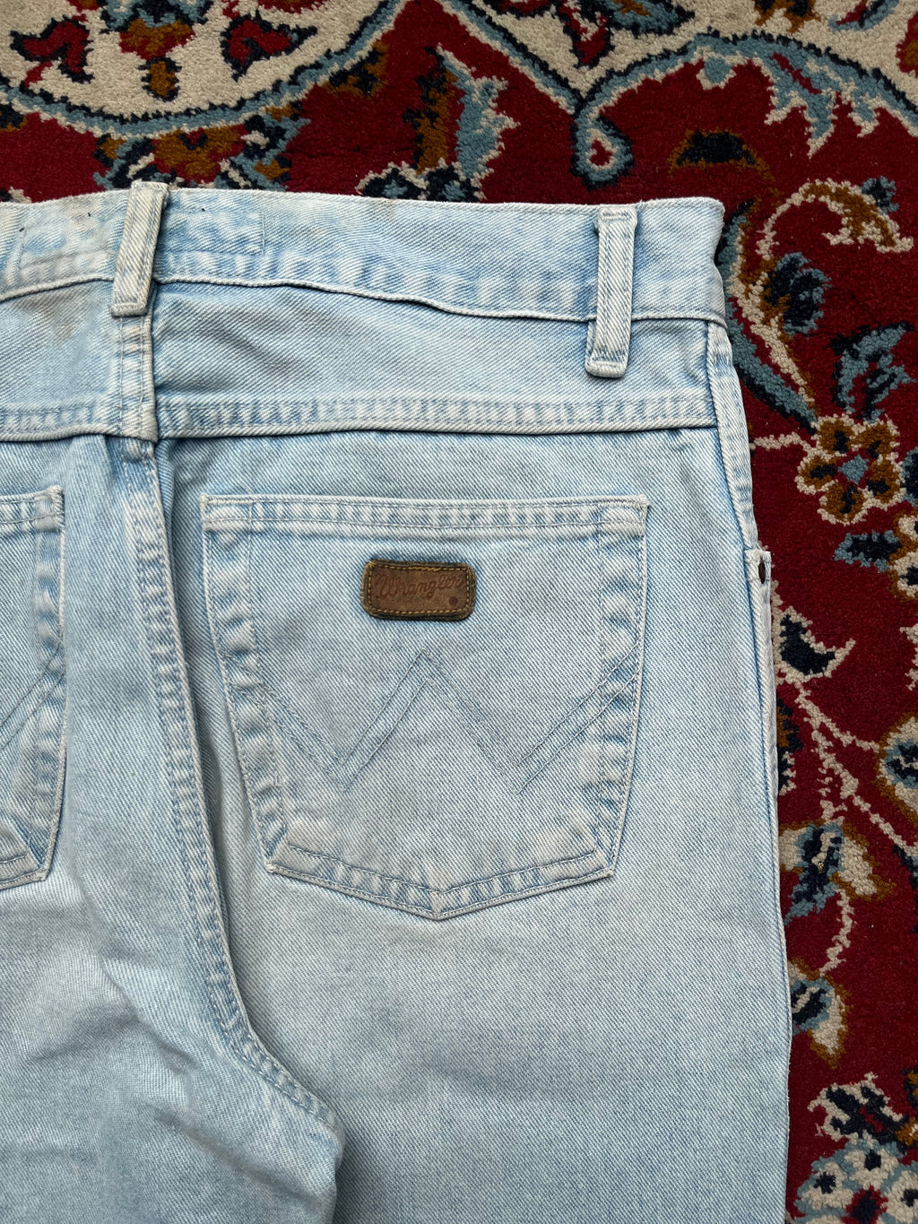 Vintage Wrangler Model 2000 High Rise Straight Fit Heavyweight Light Washed JEANS - 30